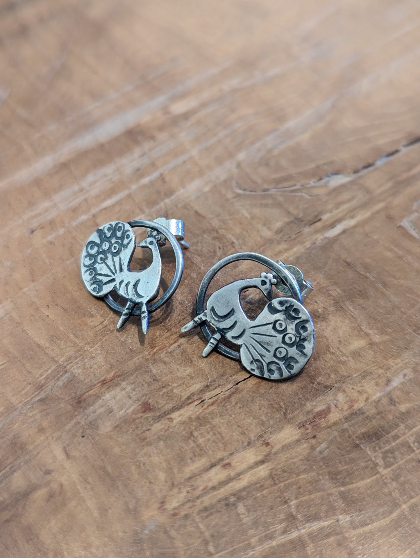 Frances Noon - Peacock in a Hoop Studs.