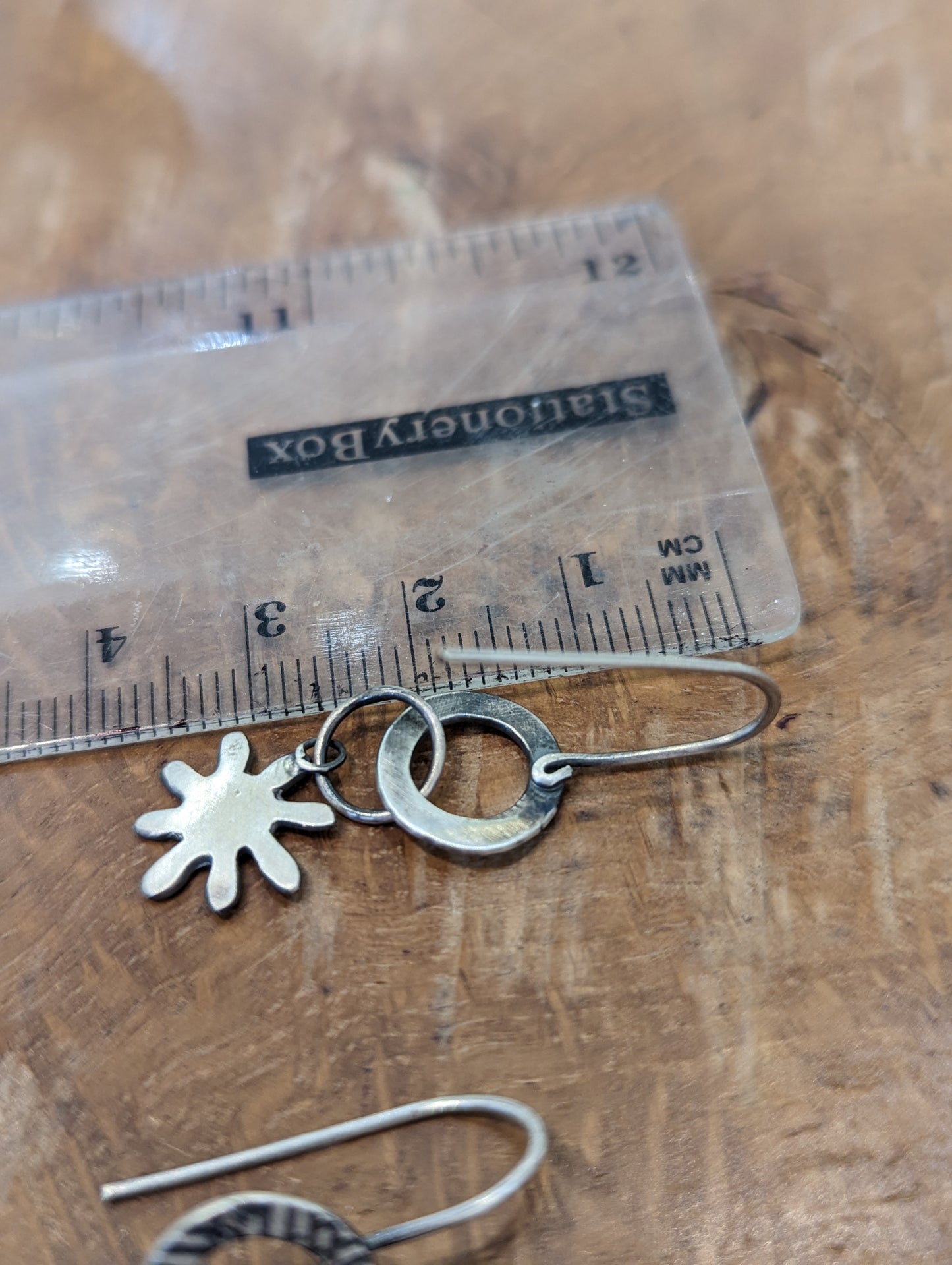 Frances Noon - Silver Flower Drop Earrings.